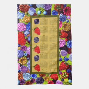 2023 Calendar Berries Blackberries Strawberries Tea Towel