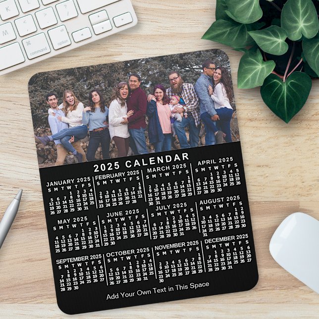 2023 Calendar Black Personalised Photo Name Bold Mouse Pad (Creator Uploaded)