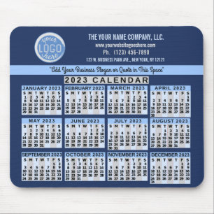 2023 Calendar Blue Easy Custom Business Logo Name Mouse Pad