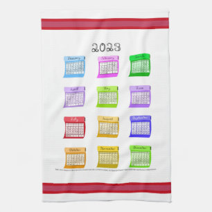 2023 Calendar Bolts Of Fabric Viva Magenta Border Tea Towel