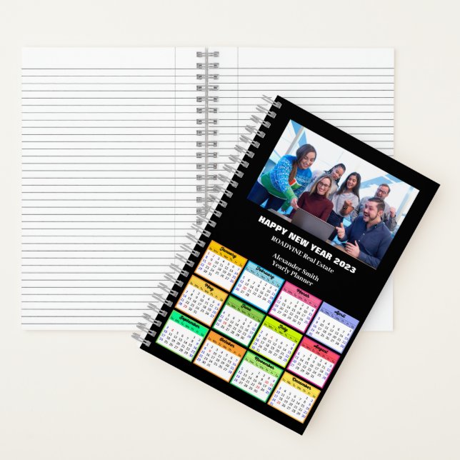 2023 Calendar Business Custom Photo Modern Black Notebook (Inside)