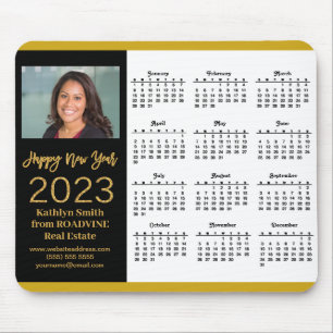 2023 Calendar Business Gold Script Photo Mouse Pad