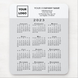 2023 Calendar Business Logo Text Light Grey White Mouse Pad