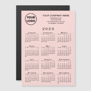 2023 Calendar Business Logo Text Pink Magnet