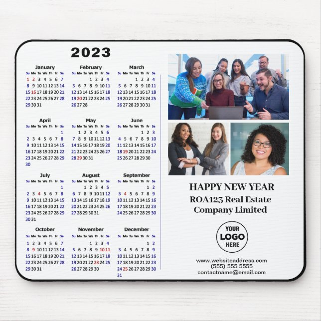 2023 Calendar Business Photo Company Logo Custom Mouse Pad (Front)