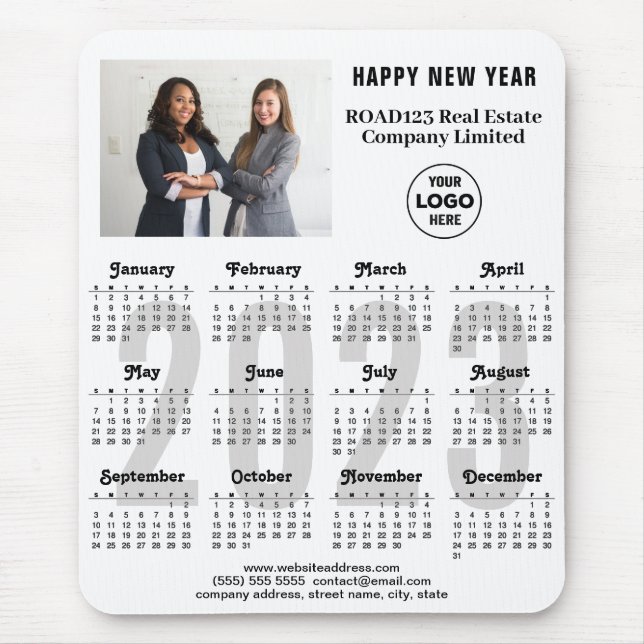 2023 Calendar Business Photo Company Logo Custom Mouse Pad (Front)