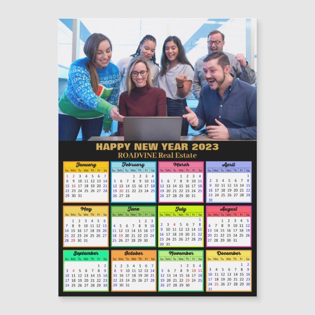 2023 Calendar Business Photo Gold Magnetic Card (Front)