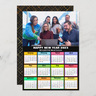 2023 Calendar Business Photo Modern Script Simple Holiday Card
