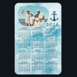 2023 Calendar Coastal Ocean Family Photo Magnet<br><div class="desc">Create your own full year 2023 magnetic photo calendar with a photo with a stylish coastal design in teal aqua blue colours decorated with an anchor illustration. This 4x6 mini magnet calendar is perfect for personal using,  and as a practical gift for your family and friends.</div>