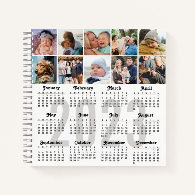 2023 Calendar Custom 10 Family Photo DIY Modern Notebook (Front)