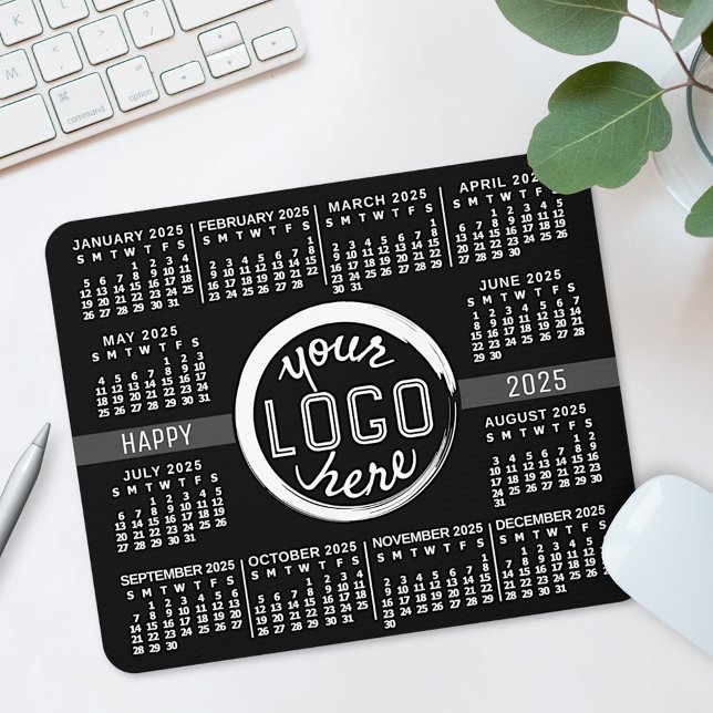 2023 Calendar Custom Business Logo Text Easy Black Mouse Pad (Creator Uploaded)