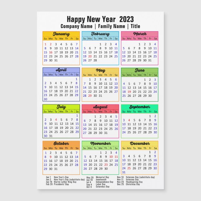 2023 Calendar Custom Business Modern Magnetic Card (Front)