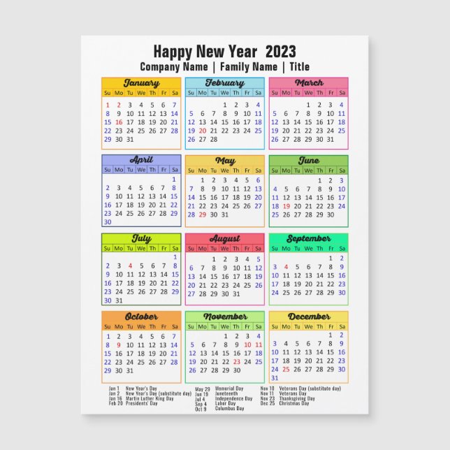 2023 Calendar Custom Business Modern Magnetic Card (Front)