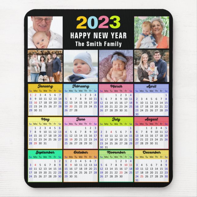 2023 Calendar Custom Family 6 Photo Modern  Mouse Pad (Front)