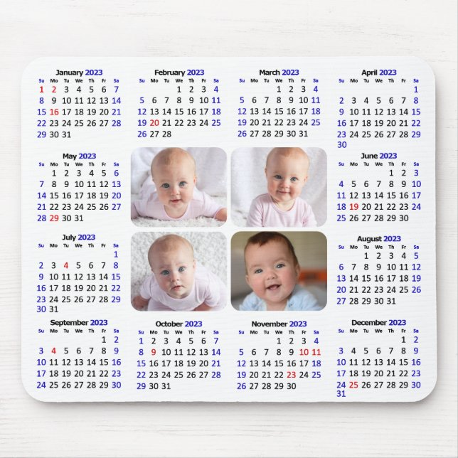 2023 Calendar Custom Photo Modern Minimalist Mouse Pad (Front)