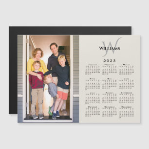 2023 Calendar Custom Photo Monogram Beige Magnet