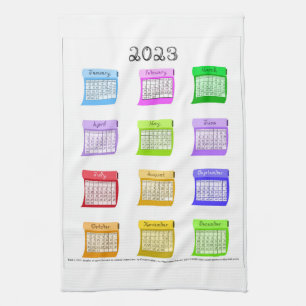 2023 Calendar Fabric Font Month Bolts of Fabric Tea Towel