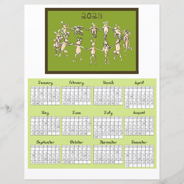 2023 Calendar Fabric Font Rabbits Dancing (Front)