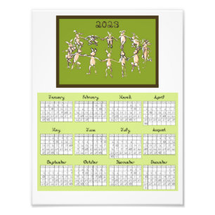 2023 Calendar Fabric Font Rabbits Dancing Photo Print