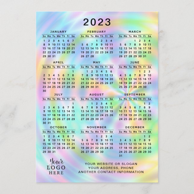 2023 Calendar Full Year Colourful Faux Holographic Program (Front)