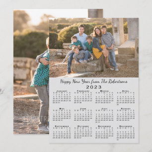 2023 Calendar Grey 2 Custom Photos Happy New Year Holiday Card