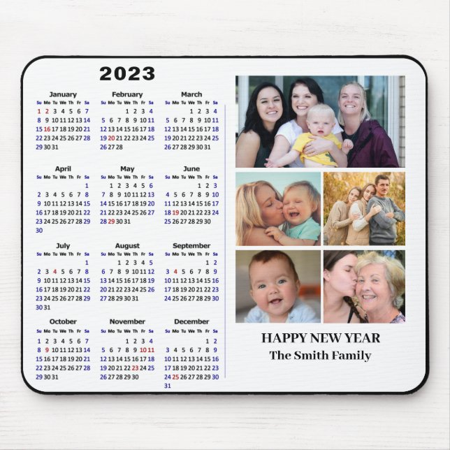 2023 Calendar Minimalist 5 Family Photo Modern Mouse Pad (Front)