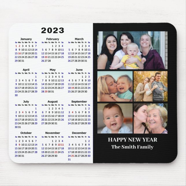 2023 Calendar Minimalist 5 Family Photo Modern Mouse Pad (Front)