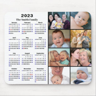 2023 Calendar Minimalist 8 Family Photo Custom Mouse Pad