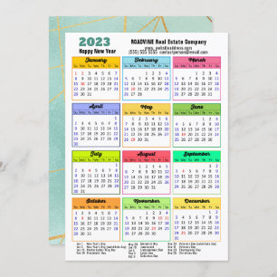 2023 Calendar Mint Green Stripes Modern Corporate Holiday Card