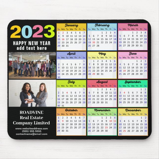 2023 Calendar Modern 2 Photo Custom Business Mouse Pad (Front)