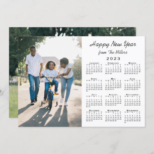 2023 Calendar Modern 2 Photo Happy New Year Holiday Card