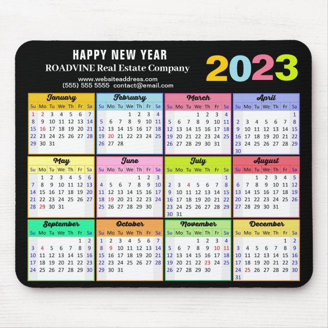 2023 Calendar Modern Colourful Custom Business Mouse Pad (Front)