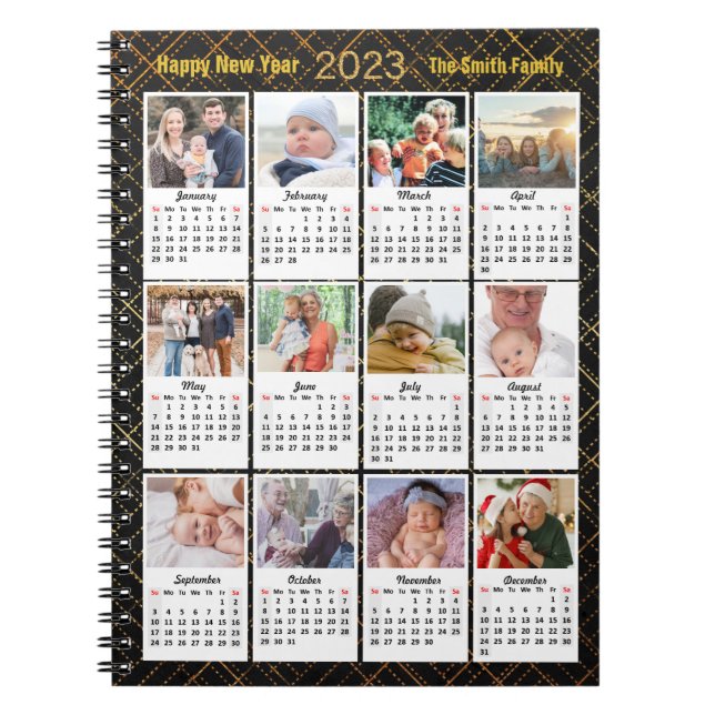 2023 Calendar Modern Family 12 Photo Collage DIY Notebook (Front)