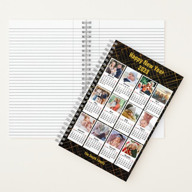 2023 Calendar Modern Family 12 Photo Collage DIY Notebook (Inside)