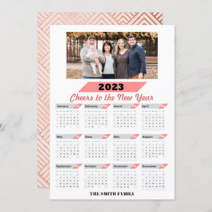 2023 Calendar Modern Family Photo Greeting Holiday Card