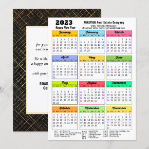 2023 Calendar Modern Script Minimalist Business Holiday Card