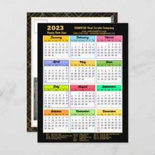 2023 Calendar Modern Script Simple Business Photo Postcard