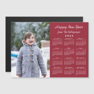 2023 Calendar Photo Happy New Year Burgundy Magnet