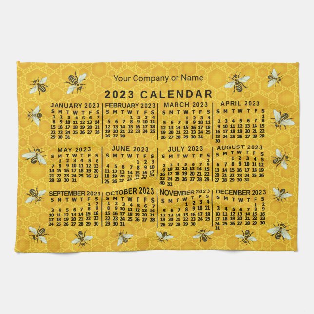 2023 Calendar (See Description for Newest Version) Tea Towel (Horizontal)