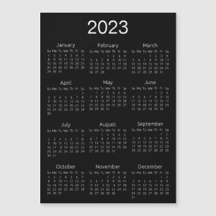 2023 Calendar Simple Black and White Magnet