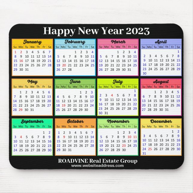 2023 Calendar Simple White Black Script Business Mouse Pad (Front)