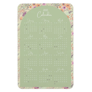 2023 Calendar Watercolor Nature Floral  Magnet