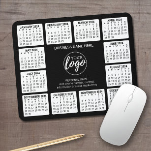 2023 Calendar with logo, Contact Information Black Mouse Pad