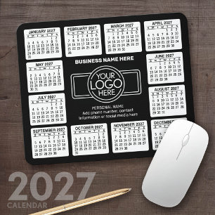 2023 Calendar with logo, Contact Information Black Mouse Pad