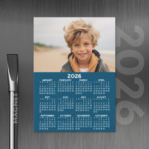 2023 Calendar with Photo Blue White Magnetic Card