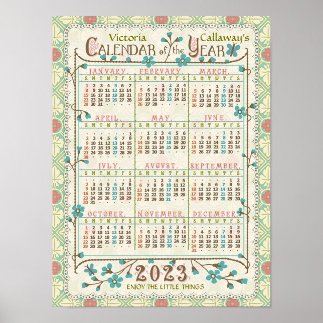 2023 Calendar Year Victorian Art Nouveau | Custom Poster (Front)