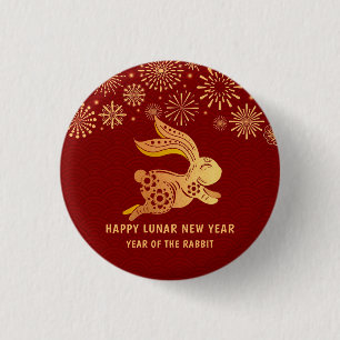 2023 Chinese New Year Paper-Cut Zodiac Rabbit Sign 3 Cm Round Badge