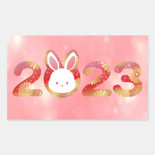 2023, Chinese New Year, Rabbit  Rectangular Sticker