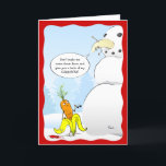 2023 Christmas Banana Karate Carrot Snowman Funny Holiday Card<br><div class="desc">Looking for funny Christmas card ideas that you can send to family and friends? Here is a unique, hilarious holiday card design with original art by Raphaela Wilson. The fun illustration depicts a peeled banana stuck in the face of frosty the snowman, put there by a mischievous carrot. On the...</div>