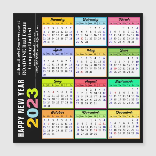 2023 Colourful Calendar Modern Business Magnetic (Front)